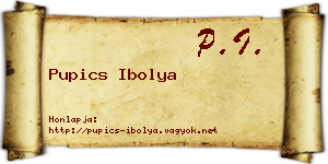Pupics Ibolya névjegykártya